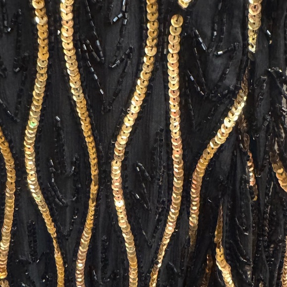 STENAY VINTAGE 80’s Silk Sequin Beaded Long Sleeve Black Gold Size XL Formal EUC - Picture 10 of 15